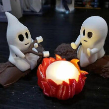 (A) Ghost Campfire Nightlight, Ghost Campfire Flickering Nightlight, Campfire Flame Halloween Nightlight, Ghost Campfire Gathering