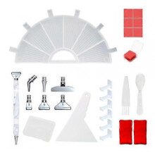 (Transparent) 33pcs Diamond Painting Pen Set, Diamond Painting Accessories Tray, 6pcs Stainless Steel Tips and Plastic Beads Sorting Trays