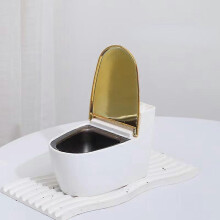 (Gold) Toilet Shaped Ashtray with Lid, Portable Suspended Wall Punch Smoking Tray, Windproof Waterproof Ashtray Reusable Smokeless Ashtray