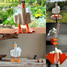 Funny Little Duck Resin Figurine Ornament Decor, Cute Middle Finger Little Duck Resin Craft Decoration Sculpture Statue for Gift