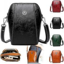 (Black) Retro All-match Vertical Cellphone Bag, Pu Leather Small Mini Shoulder Crossbody Phone Case Wallet Phone Bag Gift for Women