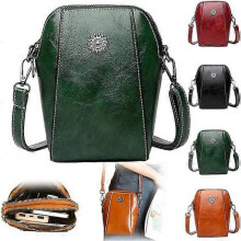 (Green) Retro All-match Vertical Cellphone Bag, Pu Leather Small Mini Shoulder Crossbody Phone Case Wallet Phone Bag Gift for Women