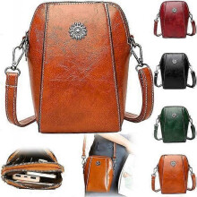 (Yellow) Retro All-match Vertical Cellphone Bag, Pu Leather Small Mini Shoulder Crossbody Phone Case Wallet Phone Bag Gift for Women