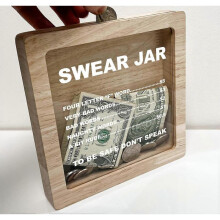 (A) Non Polite Words Box Bank, 2024 New Wooden Letter Piggy Bank for Men Women, Unbreakable Money Box Funny Savings Coin Bank Jar Box