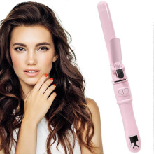 (UK Plug, Pink) Curling Wand, Automatic Curling Iron, Automatic Hair Curler Rotating Curling Iron Hair Styling Irons 30s Instant Heat 28mm Curl