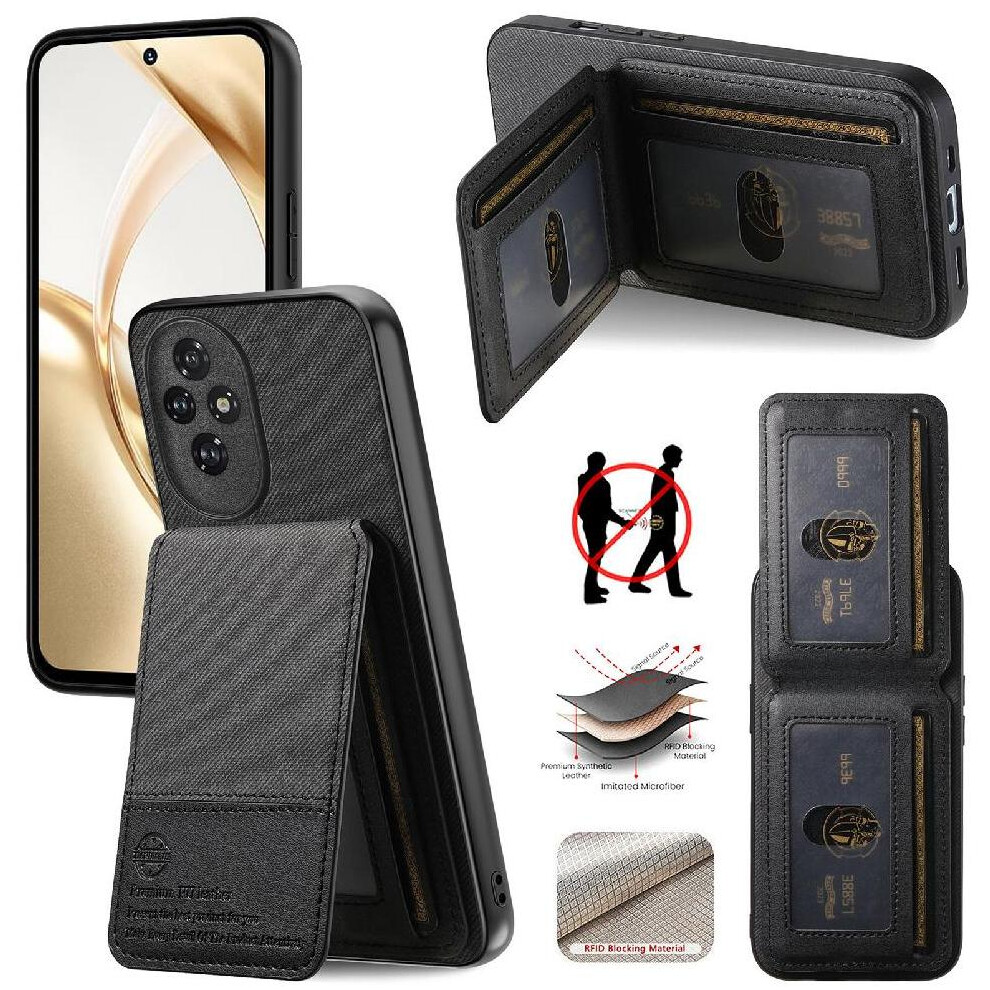 Photos - Case   for Honor 200 Rfid Blocking Leather  Shockproof Wallet(Black)