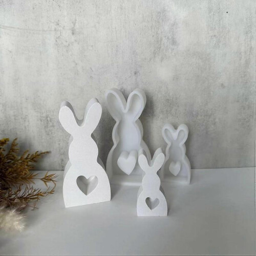 2 Pack Easter Rabbit Silicone Moulds, Rabbit Mould for Easter, Easter Bunny Baking Mould, Easter Bunny Silicone Mould for Plaster, Soy Wax Candles, Cr 1