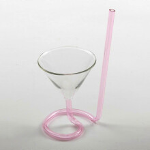 (Pink) Spiral Cocktail Glass, Creative Spiral Straw Wine Glass, Creative Wine Glass with a Straw, Transparent Wine Glass Wine Cup Cocktail Glass
