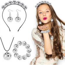 Disco Ball Accessories 70s Disco Costume for Women, Disco Ball Headband Disco Ball Earrings Disco Ball Necklace Disco Ball Bracelet