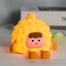Cute Durian Led Night Light, Rechargeable Cartoon Silicone Bedroom Light, Touch Sensor Timing Bedside Lamp for Kids Gift
