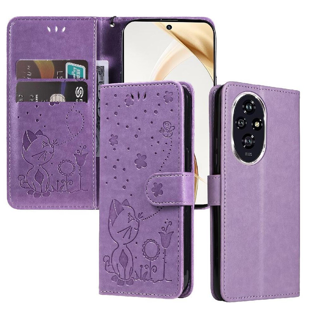 Photos - Case  Flip  for Honor 200 5g Premium Pu Leather Material Cover Slim Fit Durable Lightweight with Card Slot Design(Purple)