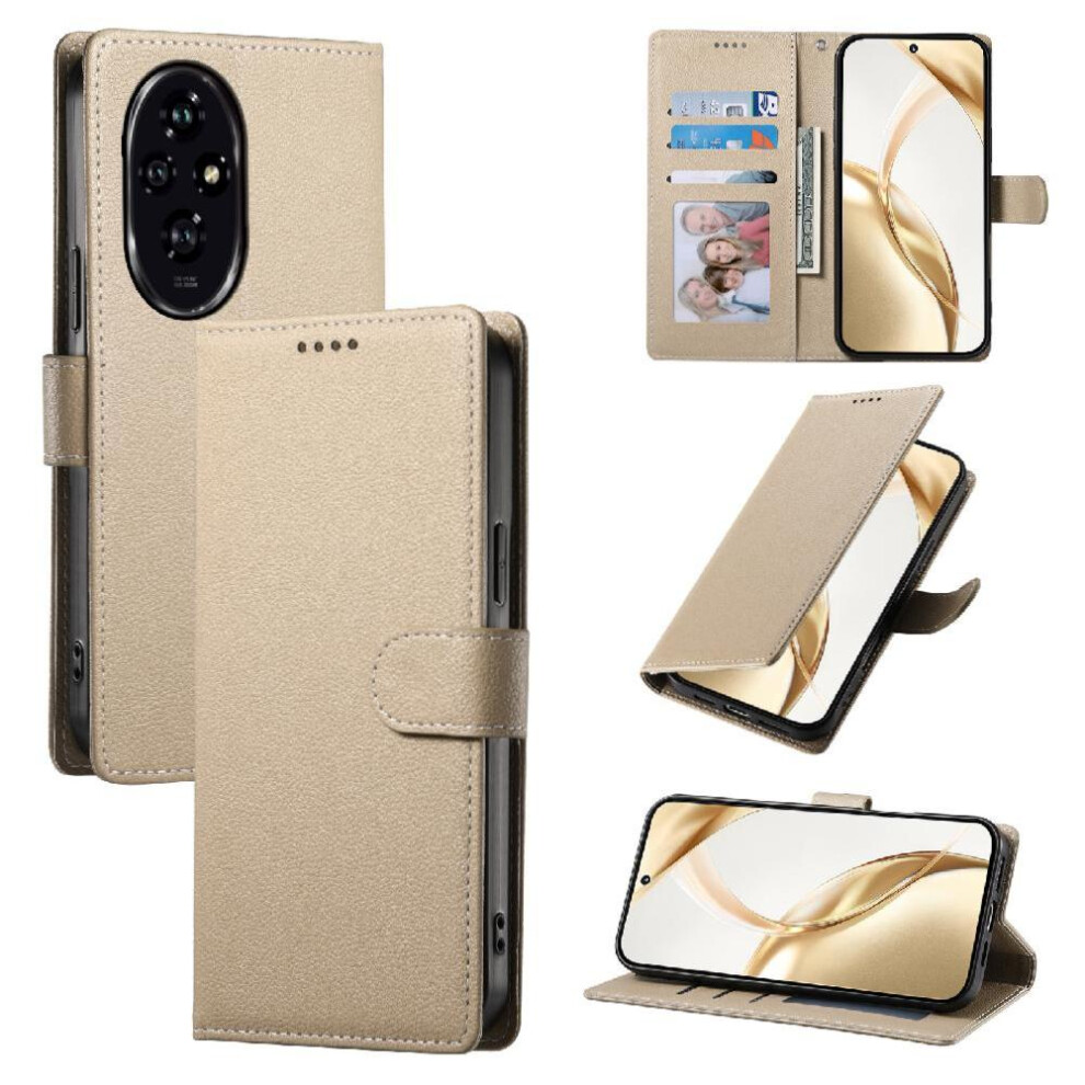 (Khaki ) Case For Honor 200 Pro Shockproof Magnetic Closure Card Slots Daily Use 764563580682