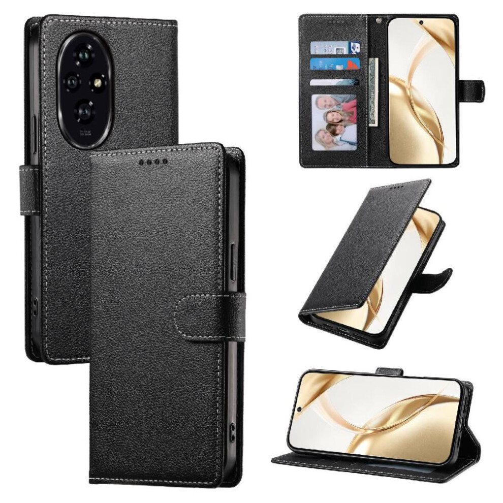 (Black) Case For Honor 200 Magnetic Closure Shockproof Card Slots Daily Use Black 764563580767