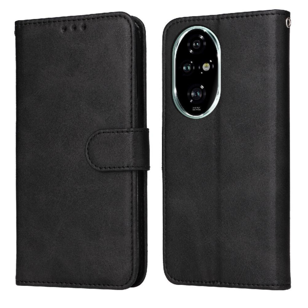(Black) Flip Case For Honor 200 Pro Flip Cover Precise Cutouts Magnetic Closure Card Slots Black 764563581382