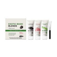 (2 Set) 3Pcs Facial Mask Set with Mask Brush, Travel Friendly Face Masks, Clearing & Hydrating, For All Skin Types, Vegan & Cruelty-Free