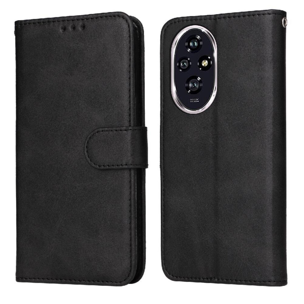 (Black) Flip Case For Honor 200 Precise Cutouts Card Slots Flip Cover Magnetic Closure Black 764563581436