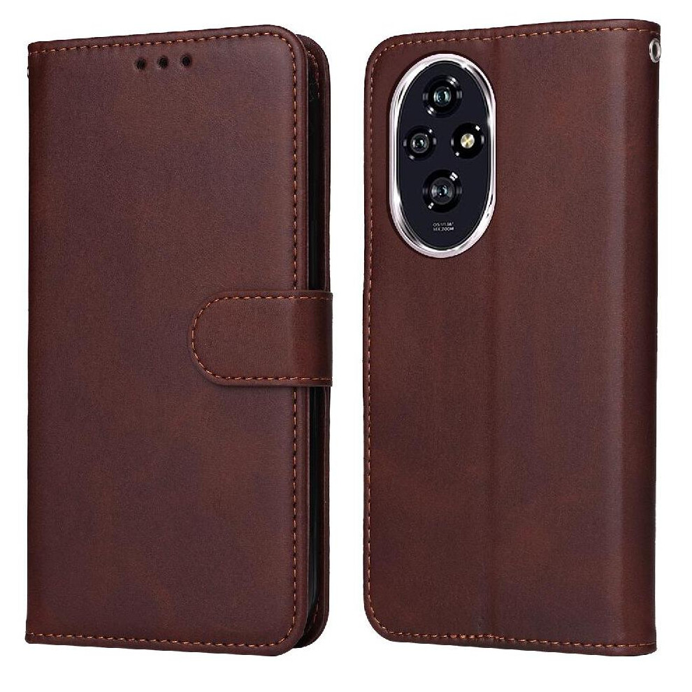 (Brown) Flip Case For Honor 200 Precise Cutouts Card Slots Flip Cover Magnetic Closure Brown 764563581429