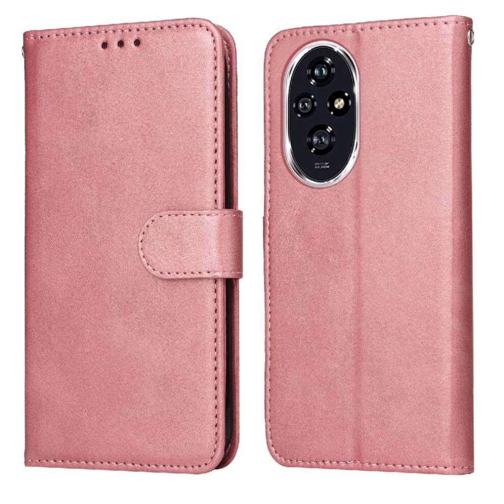 (Pink) Flip Case For Honor 200 Precise Cutouts Card Slots Flip Cover Magnetic Closure Pink 764563581450