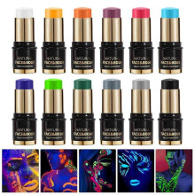 12 Colors Face Paint Stick, Full-coverage Body Paint Stick for Adults Children Halloween Cosplay SFX Witch Makeup, Waterproof Eye Black Stick