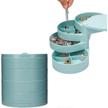 Jewellery Organizer, Rotating jewelry Storage Box, Small Jewelry Storage Box Earring Holder for Women, 4-Layer Rotating Jewelry Tray