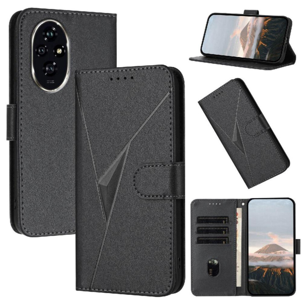 Photos - Case  Flip  for Honor 200 Pro Flip Protective Mobile Phone Anti-fall with Kickstand Function Premium Pu Leather with C(Black)
