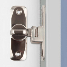 Silver Door Lock, Sliding Door Lock, 90 Swing Door Hook Latch, Window Closure Anti-Theft Buckle Loc