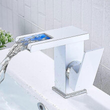 Waterfall LED bathroom faucet, white