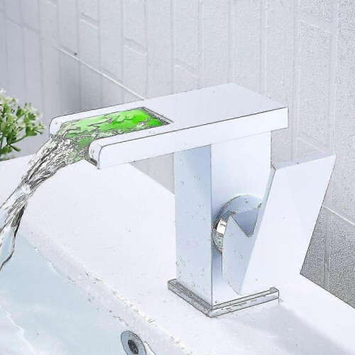 Waterfall LED bathroom faucet, white 1
