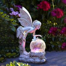 Fairy Angel Garden Statues, Solar Led Lights Garden Figurine for Patio Lawn Yard Porch Outdoor Art