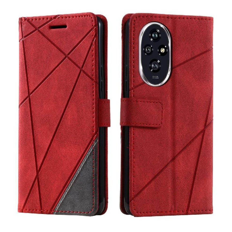 (Red) Case For Honor 200 Pro Magnetic Card Holder Kickstand Shockproof Wallet Flip Folio Pu Leather Red 764563584932