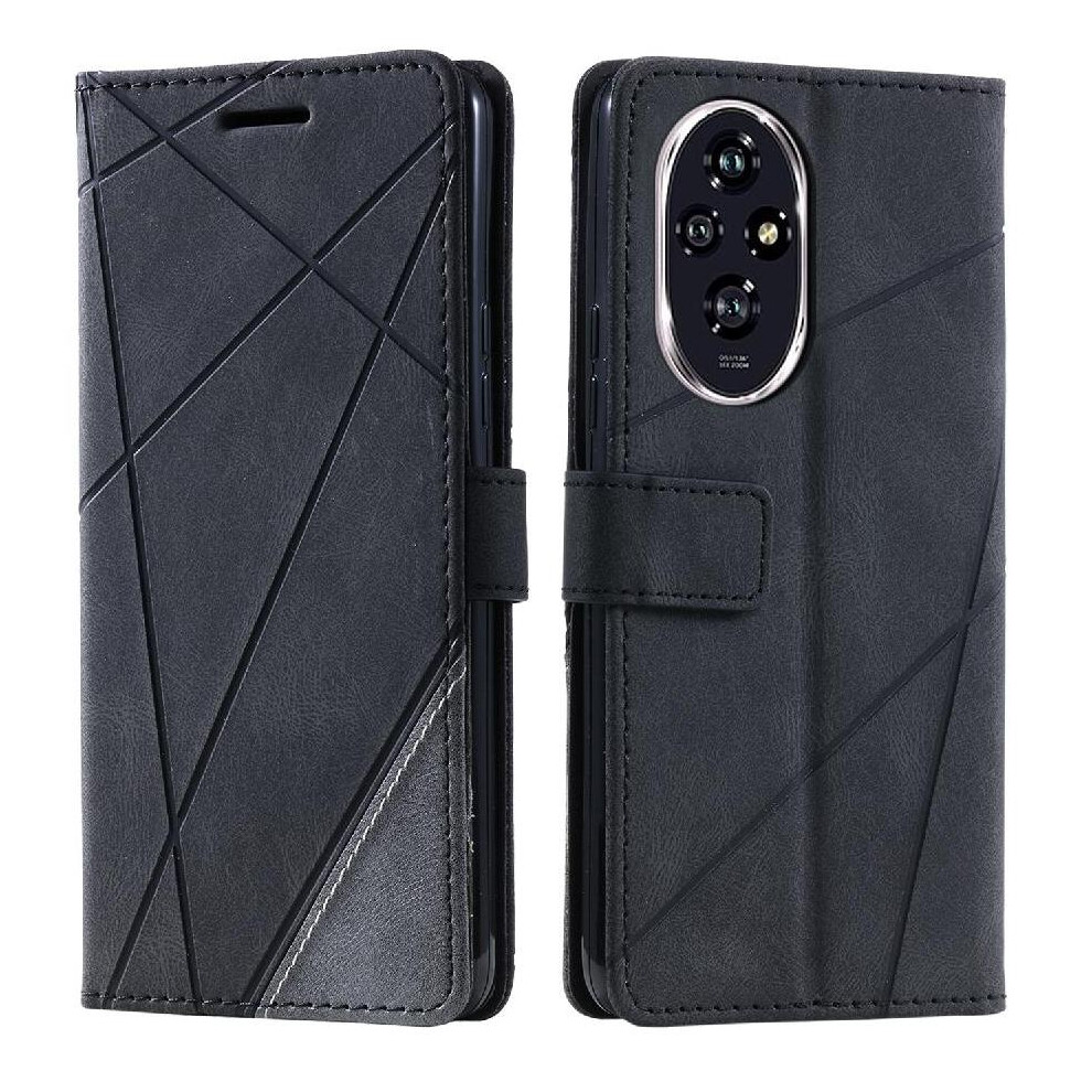 (Black) Case For Honor 200 Pro Magnetic Card Holder Kickstand Shockproof Wallet Flip Folio Pu Leather Black 764563584949