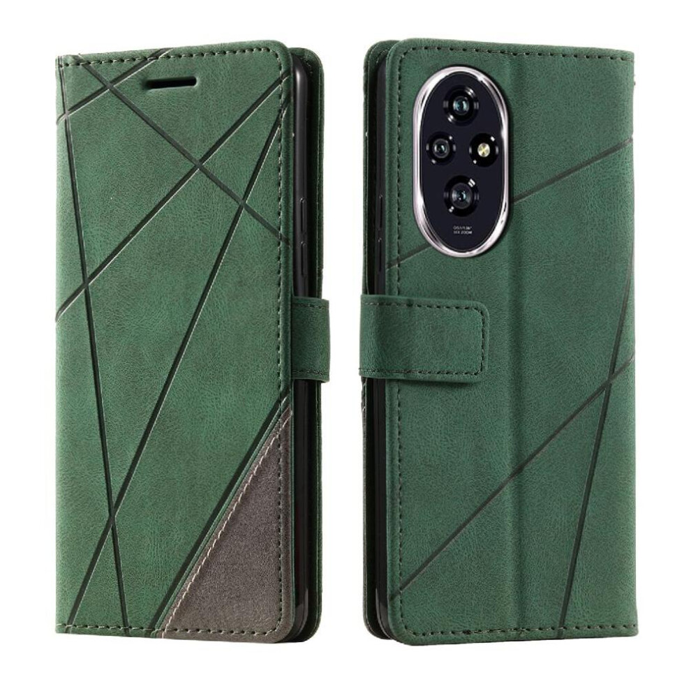 (Green) Case For Honor 200 Wallet Flip Folio Card Holder Kickstand Shockproof Pu Leather Magnetic Green 764563585007