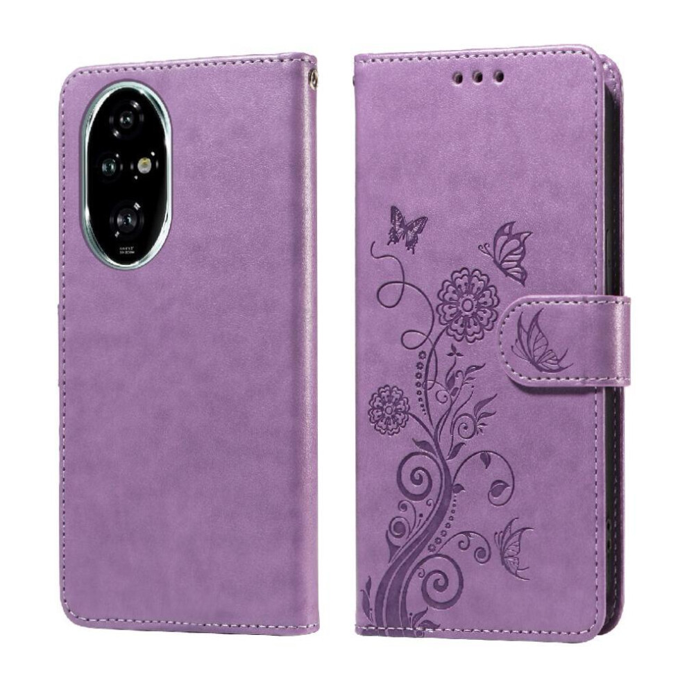 (Purple) Flip Case For Honor 200 Pro Cardslots Flip Leather Flower Purple 764563585304