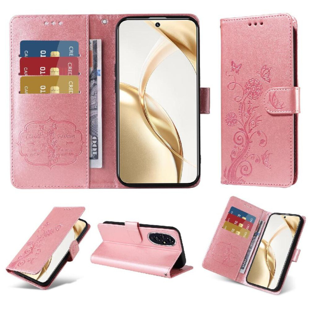 (Rose ) Flip Case For Honor 200 Cardslots Flower Flip Leather Gold 764563585397