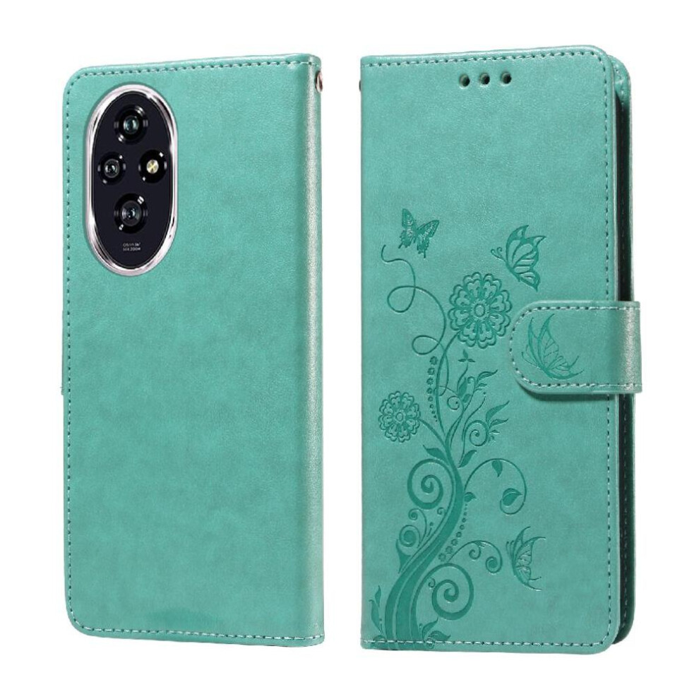 (Green) Flip Case For Honor 200 Cardslots Flower Flip Leather Green 764563585366