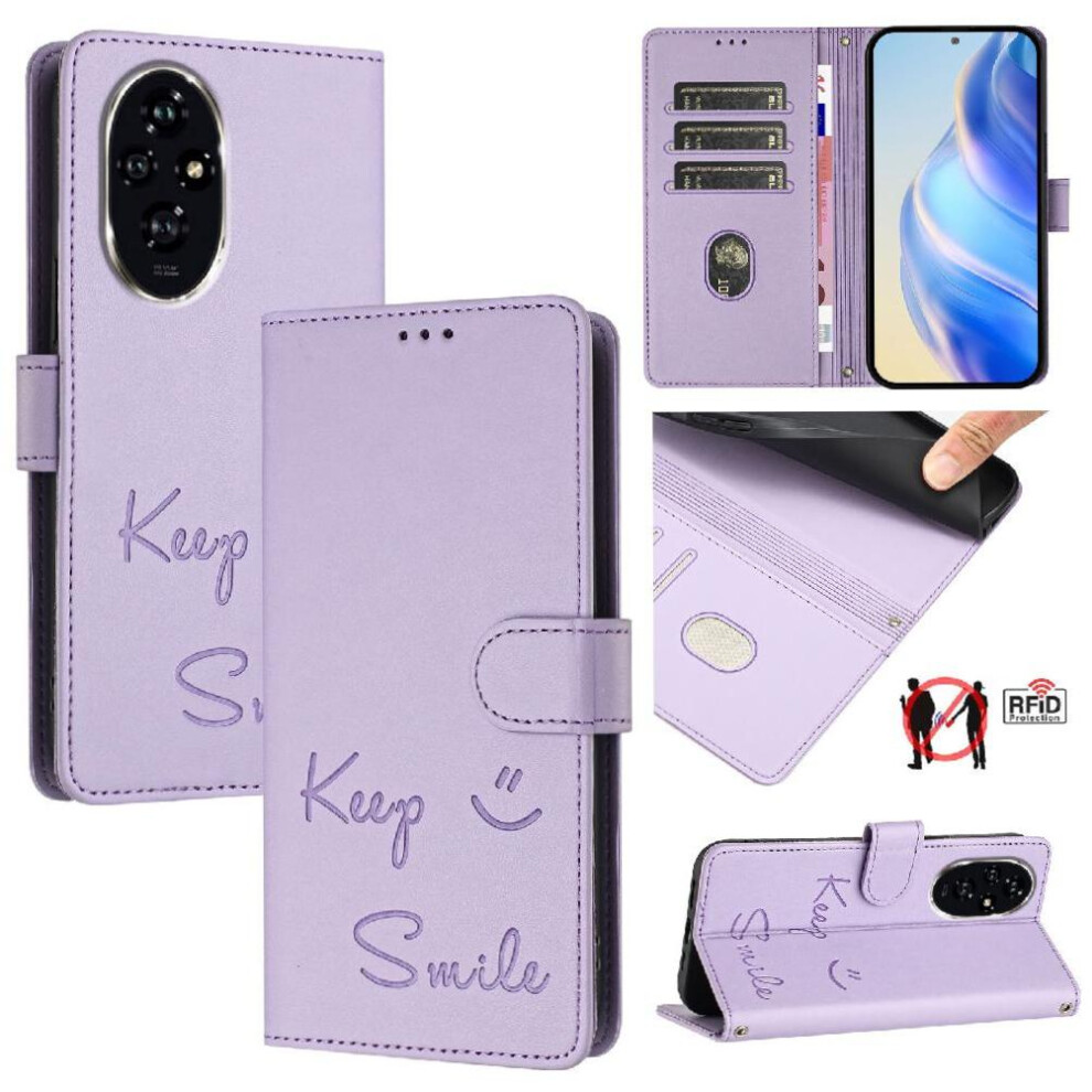 ( Violet) Case For Honor 200 Pro 5G Flip Cover Card Holder Wallet Rfid Blocking Pu Leather Light 764563585441