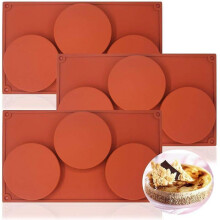 3 Piece Round Silicone Cake Mold Set, Large 3 Cavity Round Silicone Cake Mold, 3 Nonstick Baking Mol