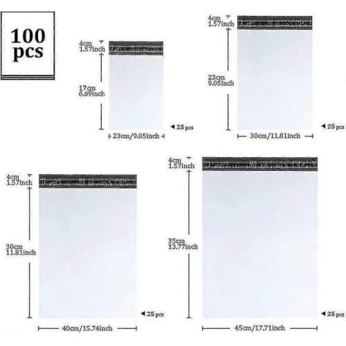 Mailing Bags, Plastic Mailing Bags, 100 X White Opaque, New Material Plastic 1