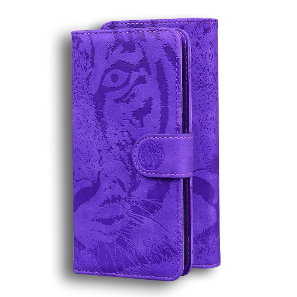 (Purple) Flip Case For Honor 200 Pro 5G Leather Wallet Embossed Cute Tiger Kickstand Protective Purple 764563585892