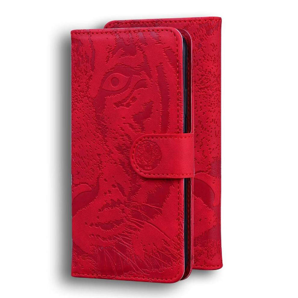 (Red) Flip Case For Honor 200 Pro 5G Leather Wallet Embossed Cute Tiger Kickstand Protective Red 764563585878