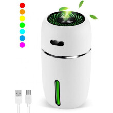Portable Mini USB Humidifier, 200ml Ultrasonic Cool Mist Humidifier with 7 Colors Light Changing for