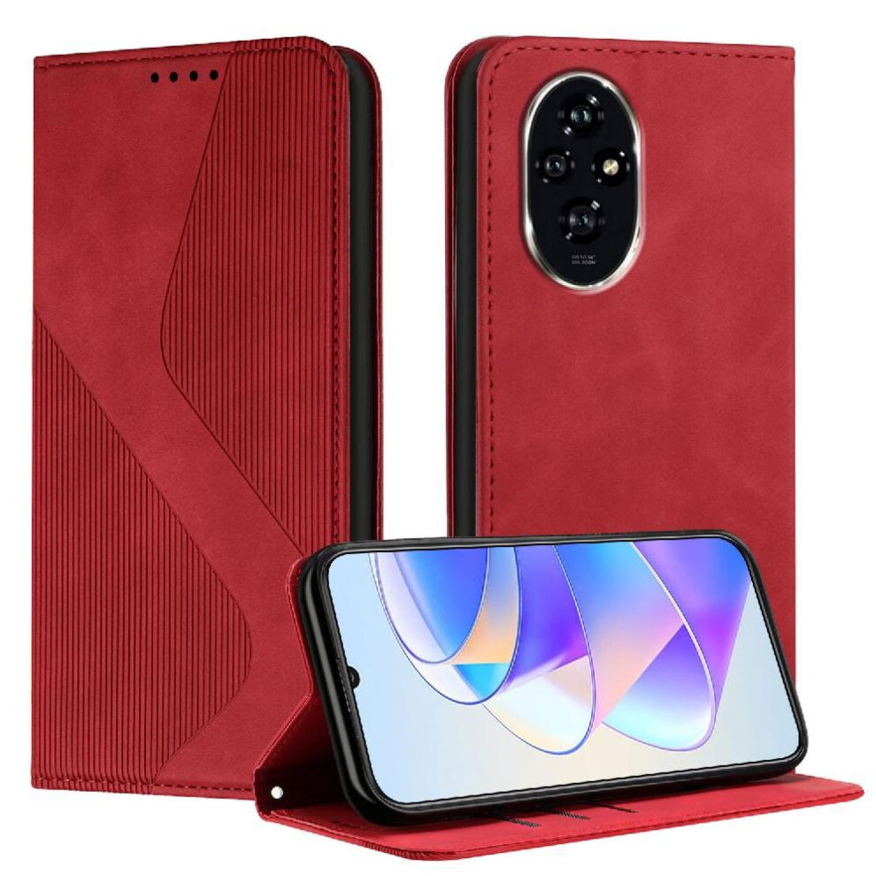 (Red) Case For Honor 200 Pro Card Slots Holder Magnetic Folio Flip Pu Leather Wallet Kickstand Red 764563586172