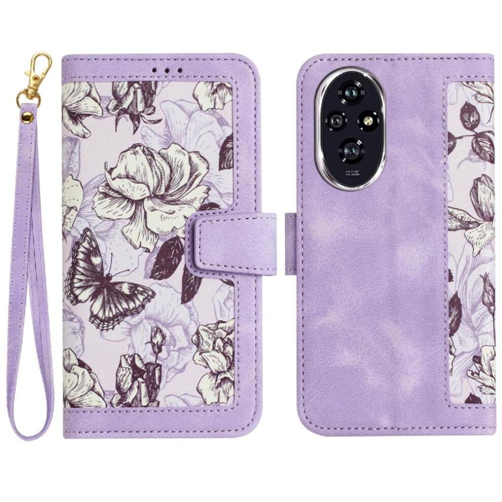 ( Violet) Wallet Case For Honor 200 Pro Kickstand Anti Scratch Magnetic Closure Card Holder Pu Leather Light 764563586240