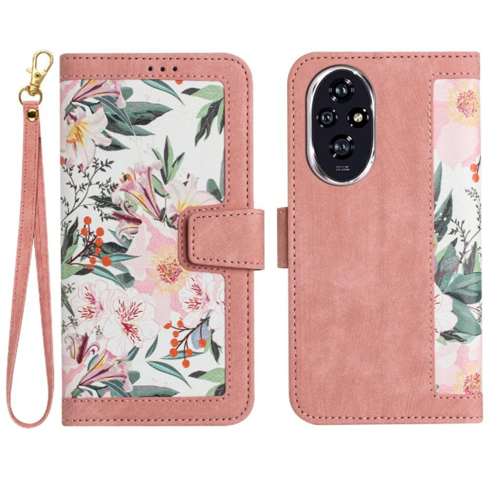 (Pink) Wallet Case For Honor 200 Pro Kickstand Anti Scratch Magnetic Closure Card Holder Pu Leather Pink 764563586257