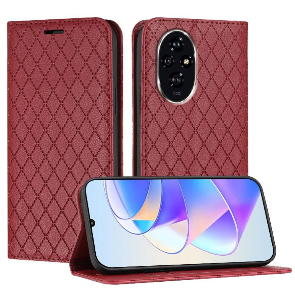 (Red) Case For Honor 200 Card Slots Holder Flip Magnetic Shell Business Wallet Red 764563586356
