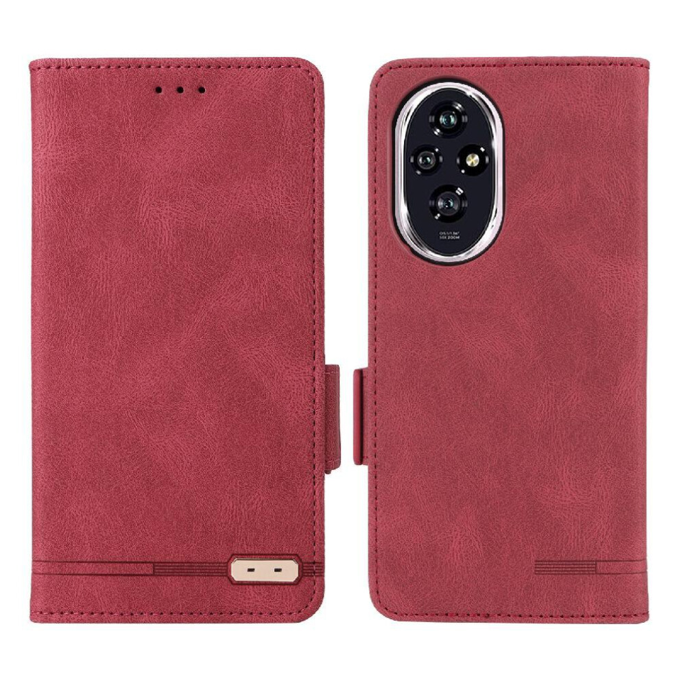 (Red) Flip Case For Honor 200 Magnetic Wallet With Buckle Card Holder Kickstand Cover Red 764563586448