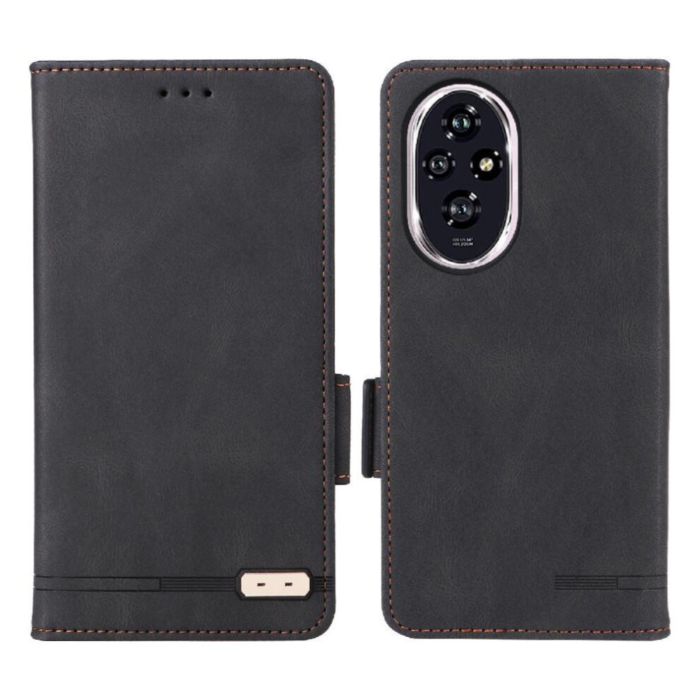 (Black) Flip Case For Honor 200 Magnetic Wallet With Buckle Card Holder Kickstand Cover Black 764563586424