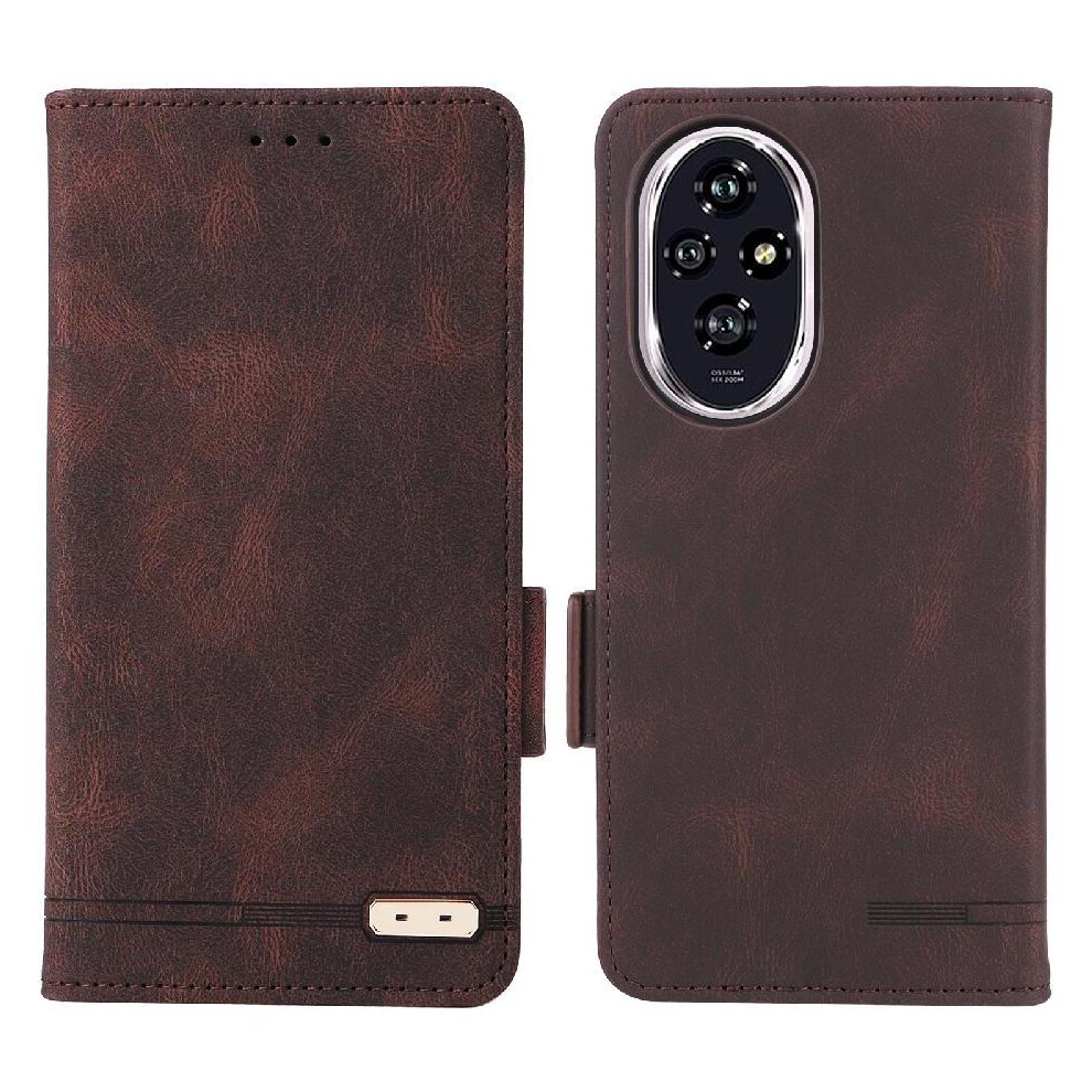 (Brown) Flip Case For Honor 200 Magnetic Wallet With Buckle Card Holder Kickstand Cover Brown 764563586417
