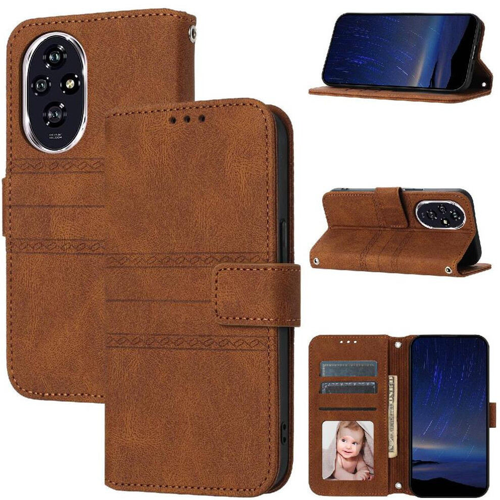 (Brown) Flip Case For Honor 200 Magnetic Closure Wallet Case Shockproof Protective Pu Leather Kickstand Brown 764563586530