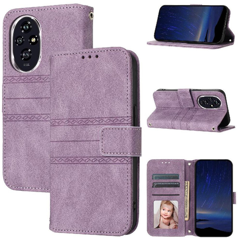 (Purple) Flip Case For Honor 200 Magnetic Closure Wallet Case Shockproof Protective Pu Leather Kickstand Purple 764563586554